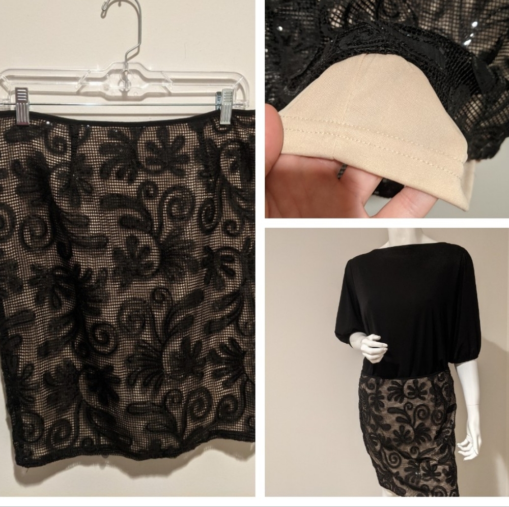 Patterned Black & Beige Skirt